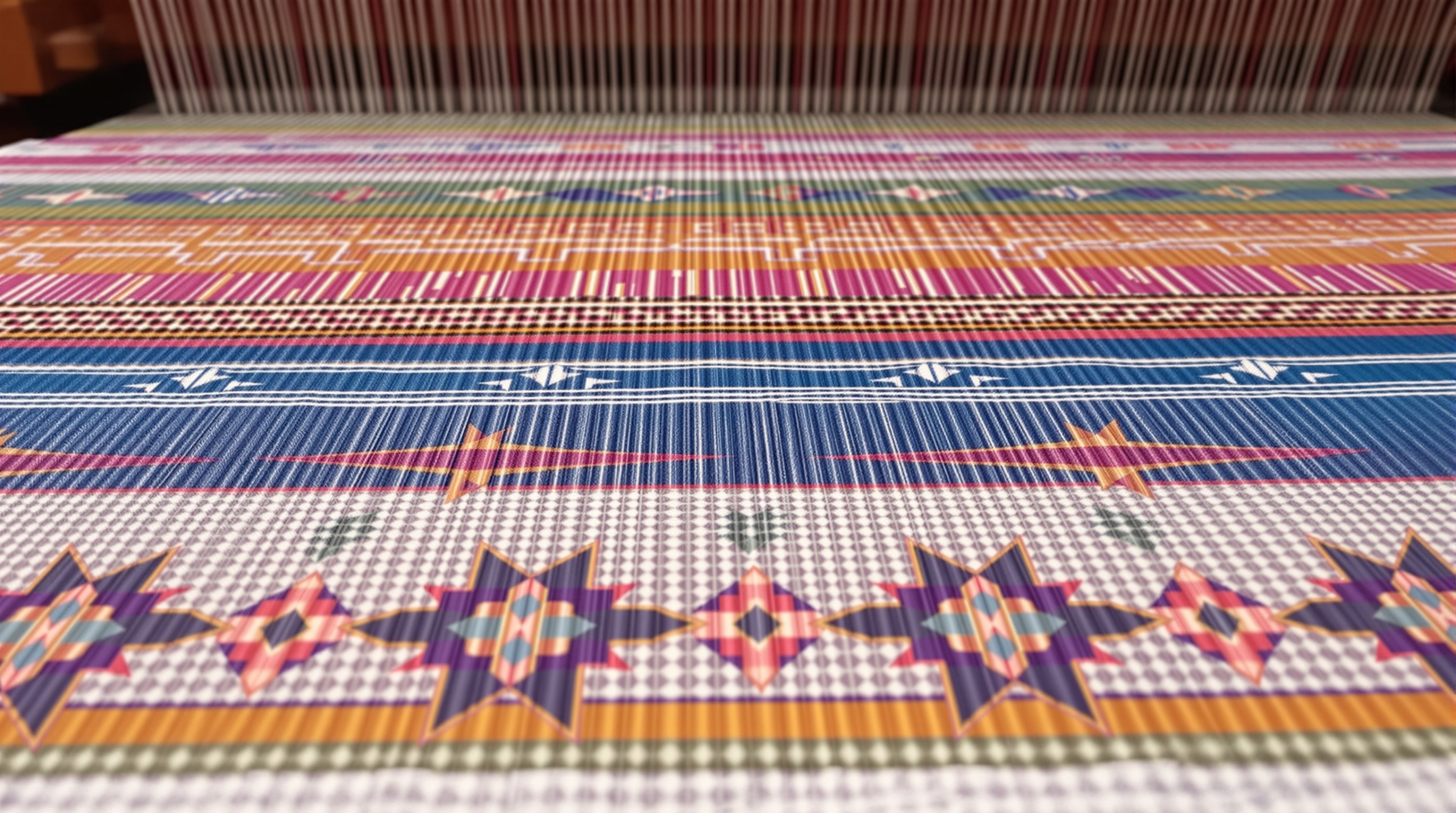 Traditional Patola silk weaving showing skilled artisans working on intricate geometric patterns